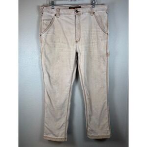 Y2K Walls Men's Utility Canvas Work‎ Carpenter Pants Flannel Lined 38x30